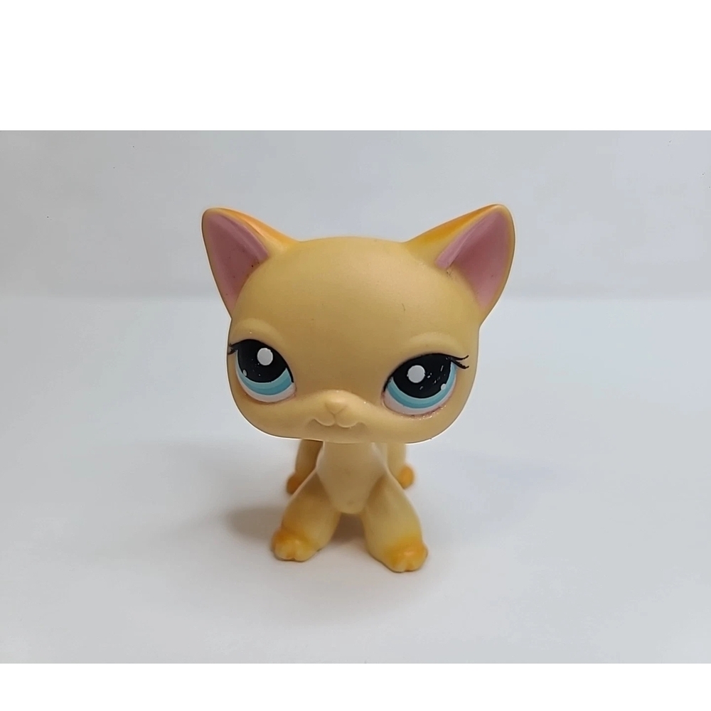 Littlest Pet Shop LPS #339 Short Haired Orange Yellow Cat Blue Eyes